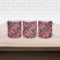 Polynesian Monstera Tiare Floral Ceramic Mug Fuchsia Tropical Plaid LT01 - Polynesian Pride