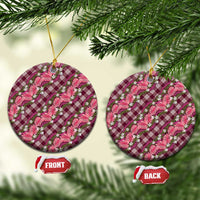 Polynesian Monstera Tiare Floral Ceramic Ornament Fuchsia Tropical Plaid LT01 Circle Pink - Polynesian Pride