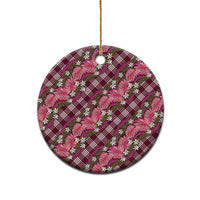 Polynesian Monstera Tiare Floral Ceramic Ornament Fuchsia Tropical Plaid LT01 - Polynesian Pride