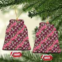 Polynesian Monstera Tiare Floral Ceramic Ornament Fuchsia Tropical Plaid LT01 Bell Flake Pink - Polynesian Pride