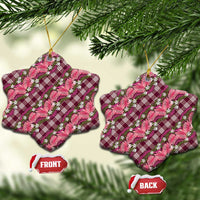 Polynesian Monstera Tiare Floral Ceramic Ornament Fuchsia Tropical Plaid LT01 Snow Flake Pink - Polynesian Pride