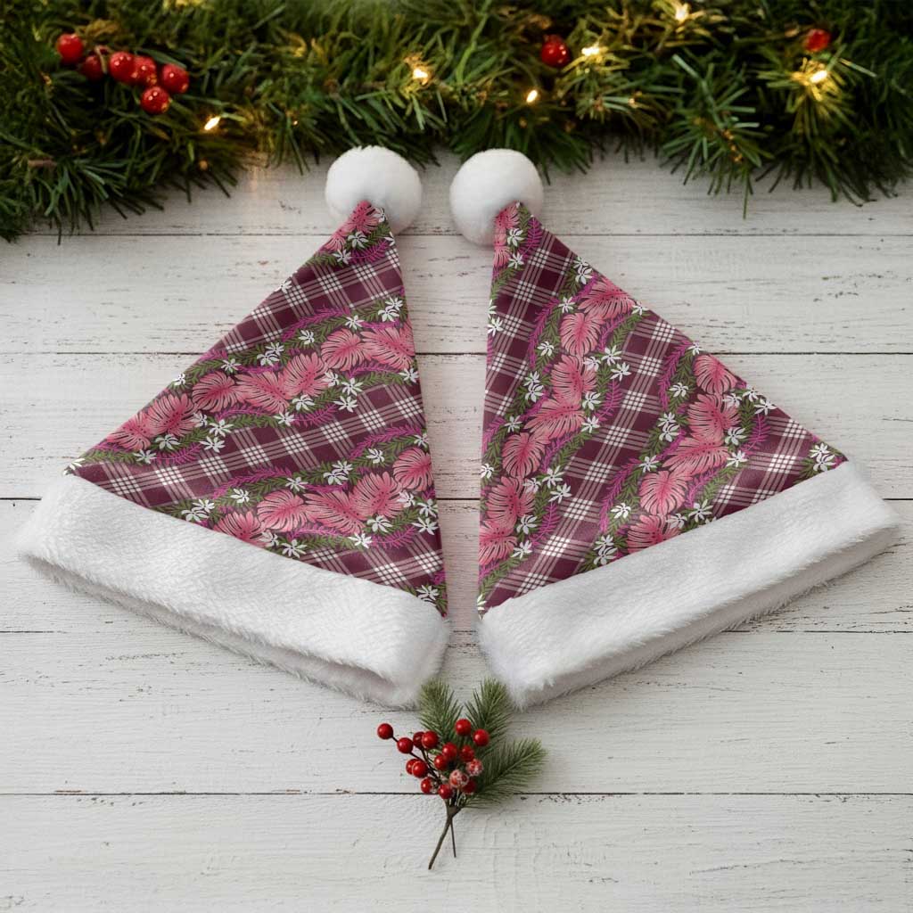 Polynesian Monstera Tiare Floral Christmas Santa Hat Fuchsia Tropical Plaid LT01 - Polynesian Pride