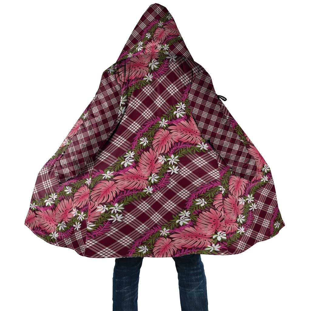 Polynesian Monstera Tiare Floral Cloak Fuchsia Tropical Plaid LT01 Unisex Pink - Polynesian Pride