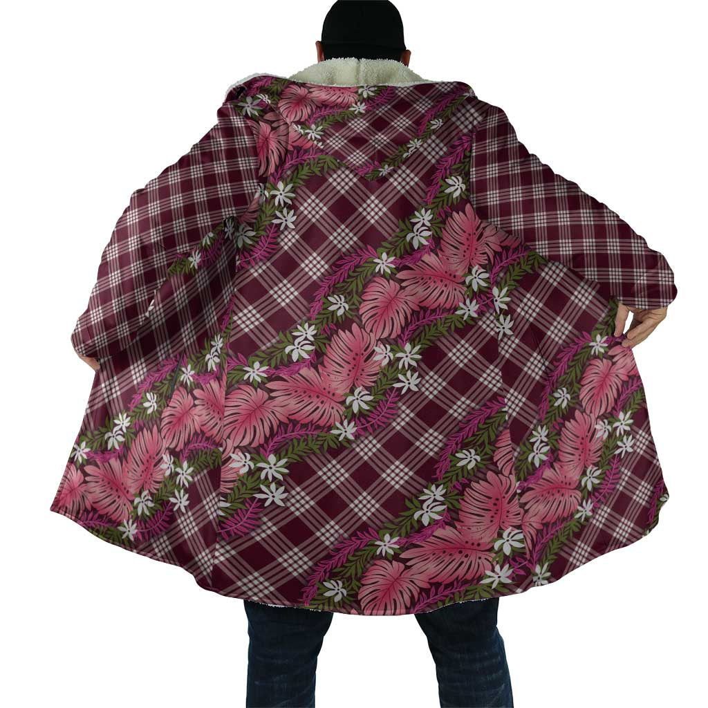 Polynesian Monstera Tiare Floral Cloak Fuchsia Tropical Plaid LT01 - Polynesian Pride