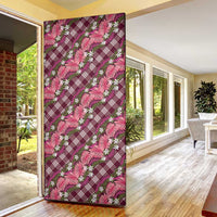 Polynesian Monstera Tiare Floral Door Cover Fuchsia Tropical Plaid - Polynesian Pride