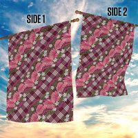 Polynesian Monstera Tiare Floral Garden Flag Fuchsia Tropical Plaid - Polynesian Pride