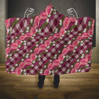 Polynesian Monstera Tiare Floral Hooded Blanket Fuchsia Tropical Plaid LT01 - Polynesian Pride