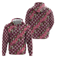 Polynesian Monstera Tiare Floral Hoodie Fuchsia Tropical Plaid LT01 - Polynesian Pride