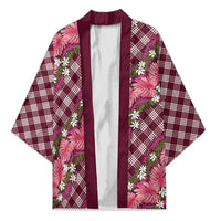 Polynesian Monstera Tiare Floral Kimono Fuchsia Tropical Plaid LT01 Unisex Pink - Polynesian Pride