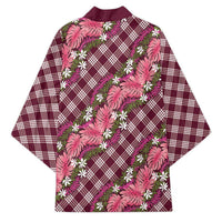 Polynesian Monstera Tiare Floral Kimono Fuchsia Tropical Plaid LT01 - Polynesian Pride