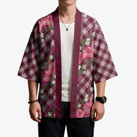 Polynesian Monstera Tiare Floral Kimono Fuchsia Tropical Plaid LT01 - Polynesian Pride