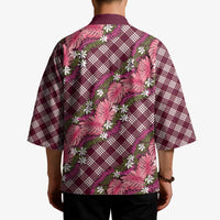 Polynesian Monstera Tiare Floral Kimono Fuchsia Tropical Plaid LT01 - Polynesian Pride