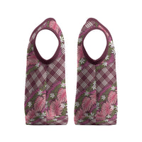Polynesian Monstera Tiare Floral Christmas Knitted V-Neck Vest Fuchsia Tropical Plaid LT01 - Polynesian Pride