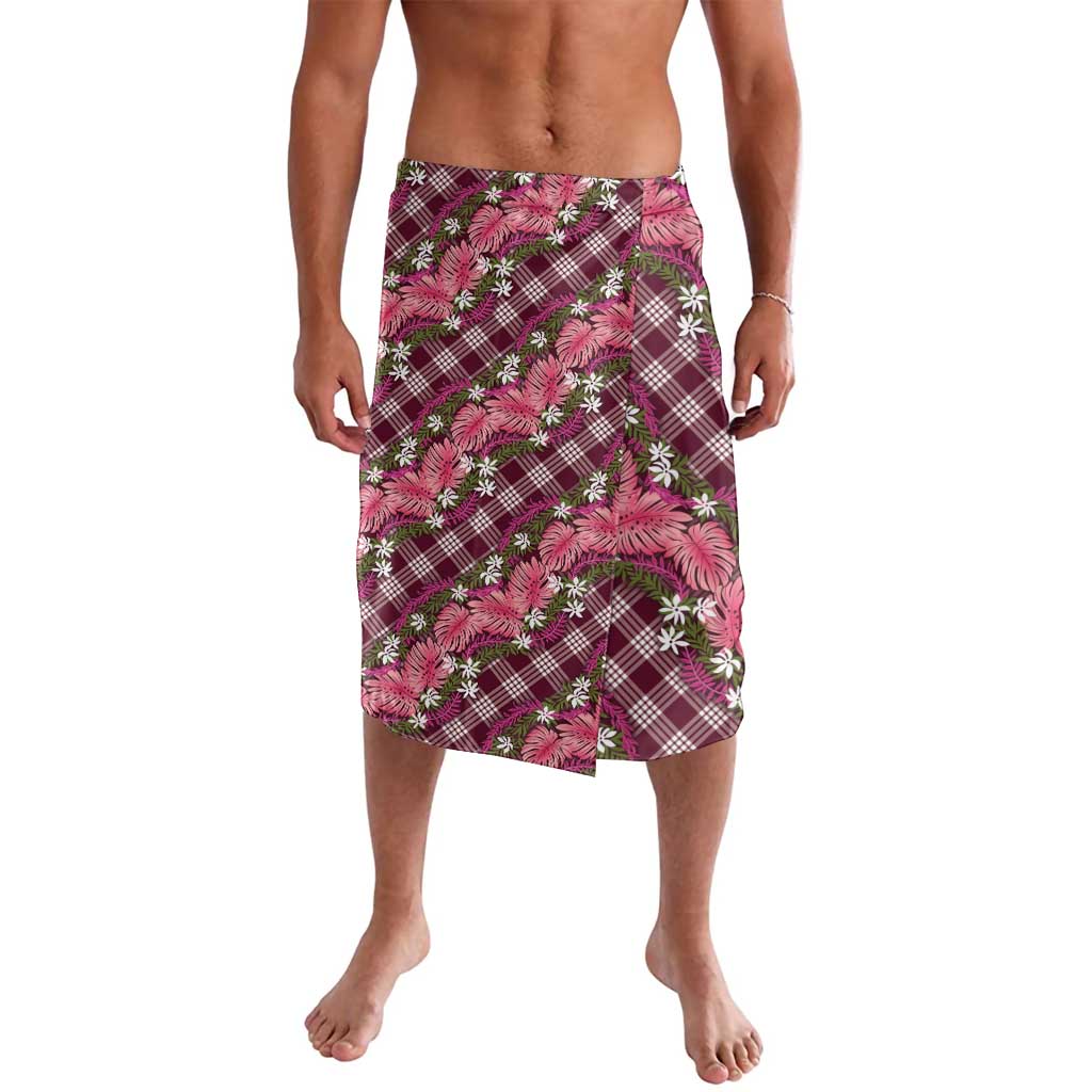 Polynesian Monstera Tiare Floral Lavalava Fuchsia Tropical Plaid - Polynesian Pride