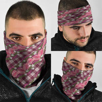 Polynesian Monstera Tiare Floral Neck Gaiter Fuchsia Tropical Plaid LT01 - Polynesian Pride