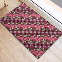 Polynesian Monstera Tiare Floral Rubber Doormat Fuchsia Tropical Plaid LT01 - Polynesian Pride