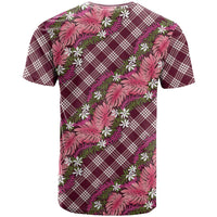 Polynesian Monstera Tiare Floral T Shirt Fuchsia Tropical Plaid LT01 - Polynesian Pride