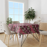 Polynesian Monstera Tiare Floral Tablecloth Fuchsia Tropical Plaid LT01 - Polynesian Pride