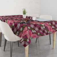 Polynesian Monstera Tiare Floral Tablecloth Fuchsia Tropical Plaid LT01 - Polynesian Pride