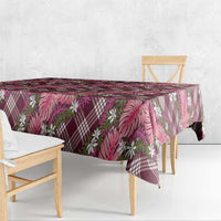 Polynesian Monstera Tiare Floral Tablecloth Fuchsia Tropical Plaid LT01 - Polynesian Pride