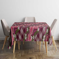 Polynesian Monstera Tiare Floral Tablecloth Fuchsia Tropical Plaid LT01 - Polynesian Pride