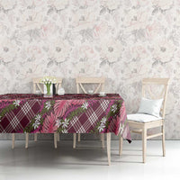 Polynesian Monstera Tiare Floral Tablecloth Fuchsia Tropical Plaid LT01 - Polynesian Pride