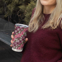 Polynesian Monstera Tiare Floral Tumbler Cup Fuchsia Tropical Plaid LT01 - Polynesian Pride