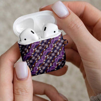 Polynesian Monstera Tiare Floral AirPods Case Lavender Tropical Plaid - Polynesian Pride