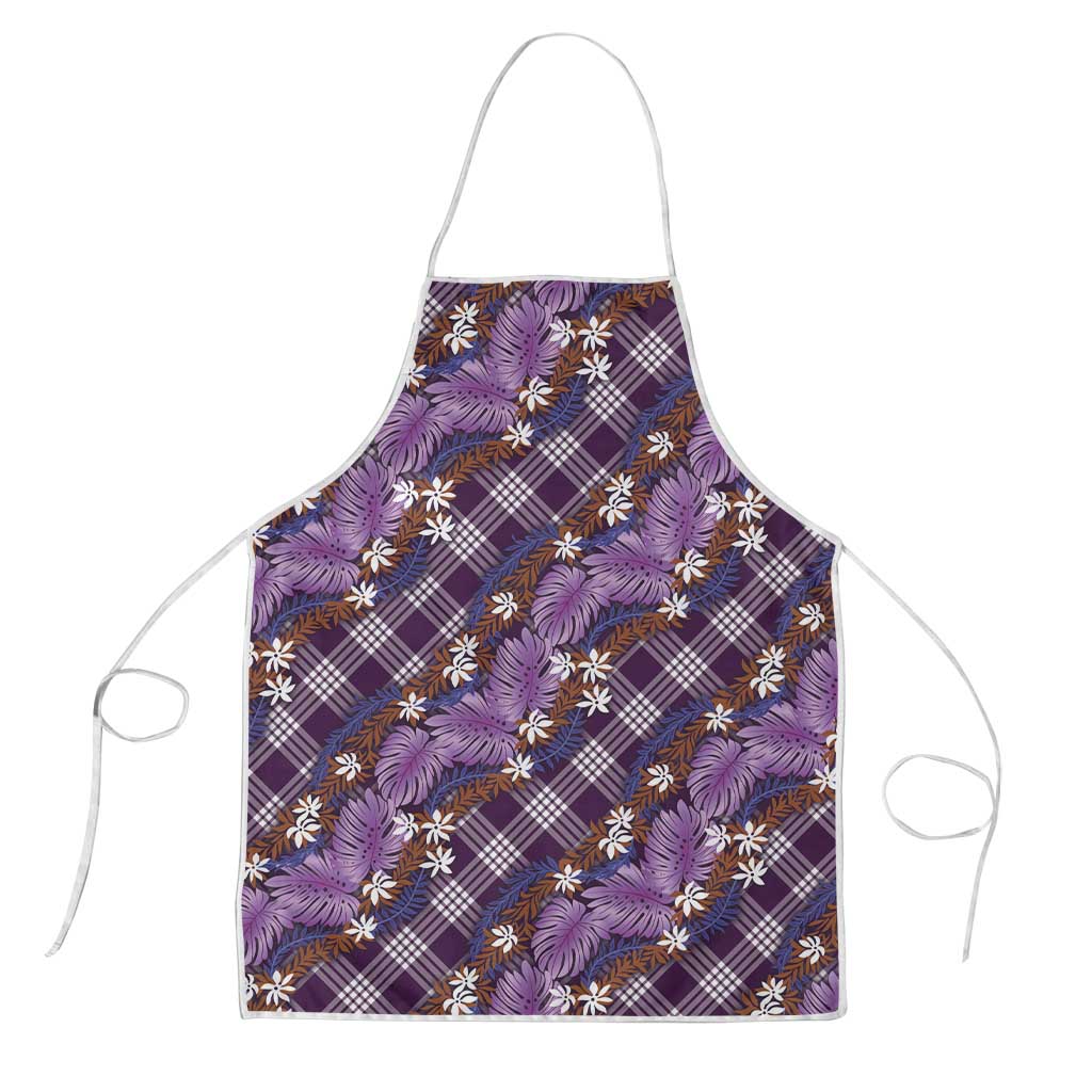 Polynesian Monstera Tiare Floral Apron Lavender Tropical Plaid LT01 Purple - Polynesian Pride