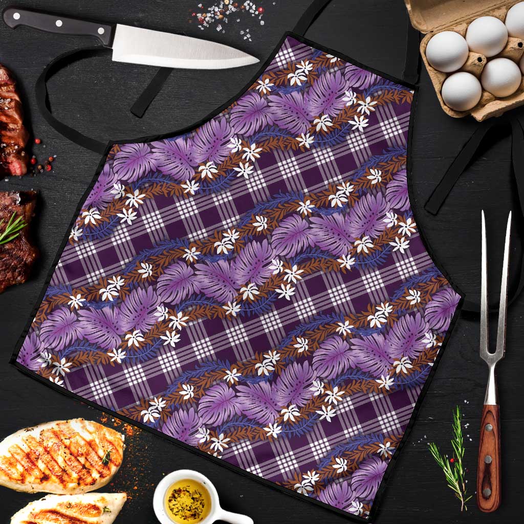 Polynesian Monstera Tiare Floral Apron Lavender Tropical Plaid LT01 Purple - Polynesian Pride