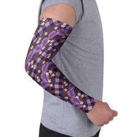 Polynesian Monstera Tiare Floral Arm Sleeves Lavender Tropical Plaid LT01 - Polynesian Pride