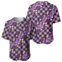 Polynesian Monstera Tiare Floral Baseball Jersey Lavender Tropical Plaid LT01 - Polynesian Pride