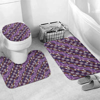 Polynesian Monstera Tiare Floral Bathroom Set Lavender Tropical Plaid - Polynesian Pride