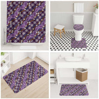Polynesian Monstera Tiare Floral Bathroom Set Lavender Tropical Plaid - Polynesian Pride