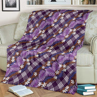 Polynesian Monstera Tiare Floral Blanket Lavender Tropical Plaid - Polynesian Pride
