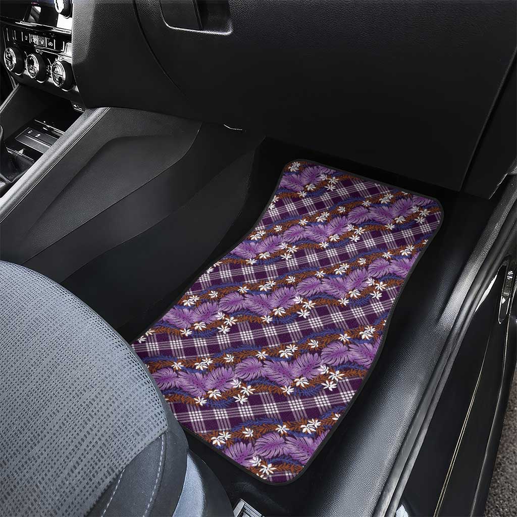 Polynesian Monstera Tiare Floral Car Mats Lavender Tropical Plaid LT01 - Polynesian Pride