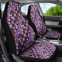 Polynesian Monstera Tiare Floral Car Seat Cover Lavender Tropical Plaid LT01 - Polynesian Pride