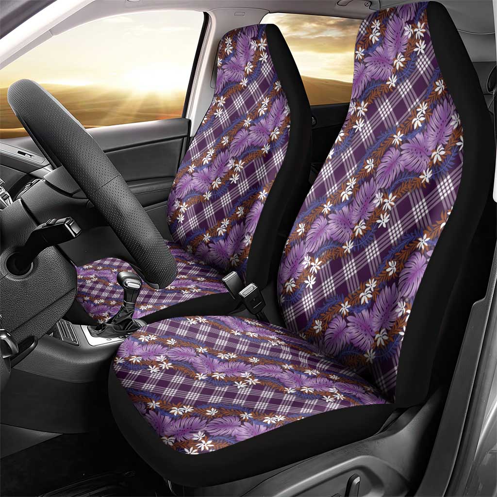 Polynesian Monstera Tiare Floral Car Seat Cover Lavender Tropical Plaid LT01 - Polynesian Pride