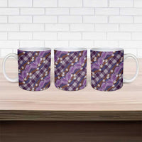 Polynesian Monstera Tiare Floral Ceramic Mug Lavender Tropical Plaid LT01 - Polynesian Pride