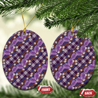 Polynesian Monstera Tiare Floral Ceramic Ornament Lavender Tropical Plaid LT01 Oval Purple - Polynesian Pride