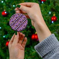 Polynesian Monstera Tiare Floral Ceramic Ornament Lavender Tropical Plaid LT01 - Polynesian Pride