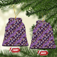 Polynesian Monstera Tiare Floral Ceramic Ornament Lavender Tropical Plaid LT01 Bell Flake Purple - Polynesian Pride