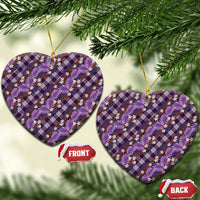 Polynesian Monstera Tiare Floral Ceramic Ornament Lavender Tropical Plaid LT01 Heart Purple - Polynesian Pride