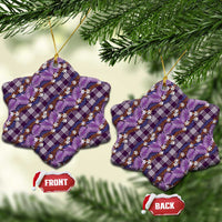 Polynesian Monstera Tiare Floral Ceramic Ornament Lavender Tropical Plaid LT01 Snow Flake Purple - Polynesian Pride