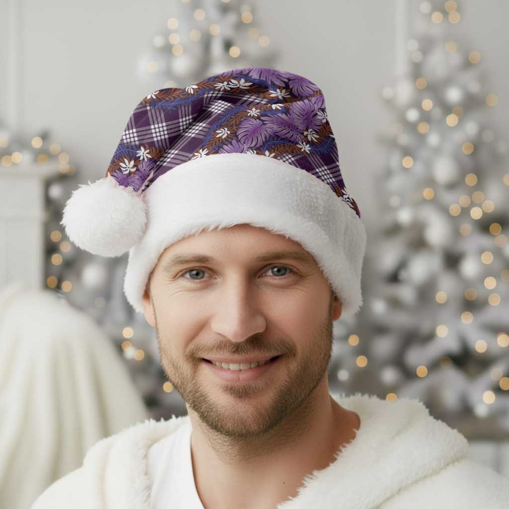 Polynesian Monstera Tiare Floral Christmas Santa Hat Lavender Tropical Plaid LT01 - Polynesian Pride