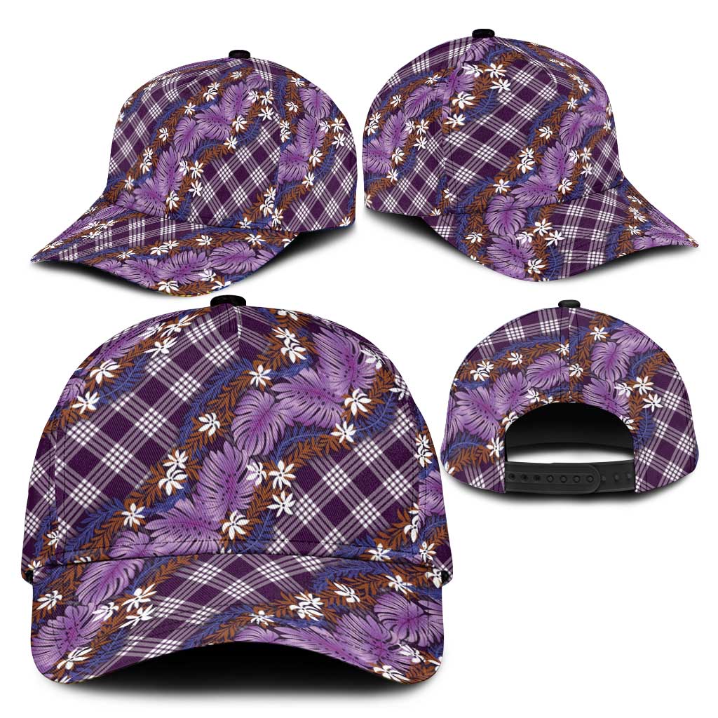 Polynesian Monstera Tiare Floral Classic Cap Lavender Tropical Plaid LT01 - Polynesian Pride