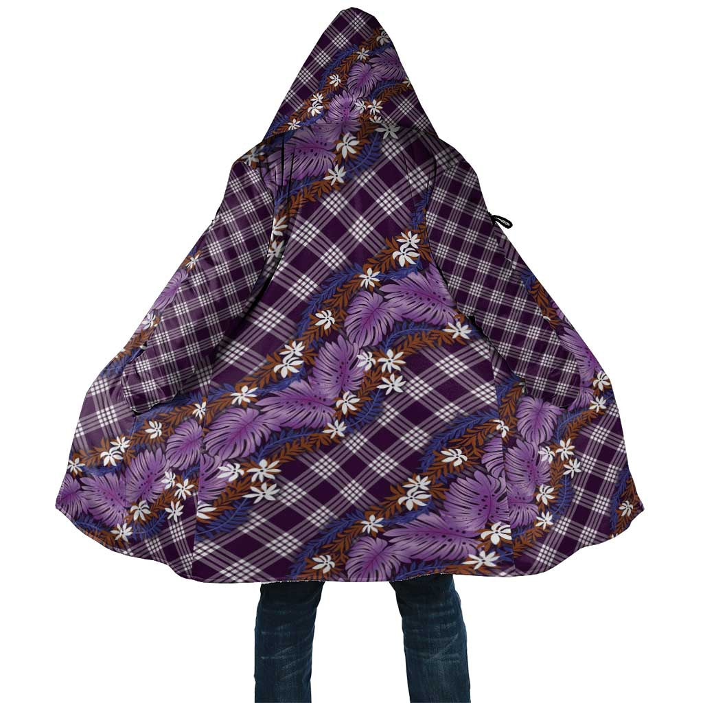 Polynesian Monstera Tiare Floral Cloak Lavender Tropical Plaid LT01 Unisex Purple - Polynesian Pride