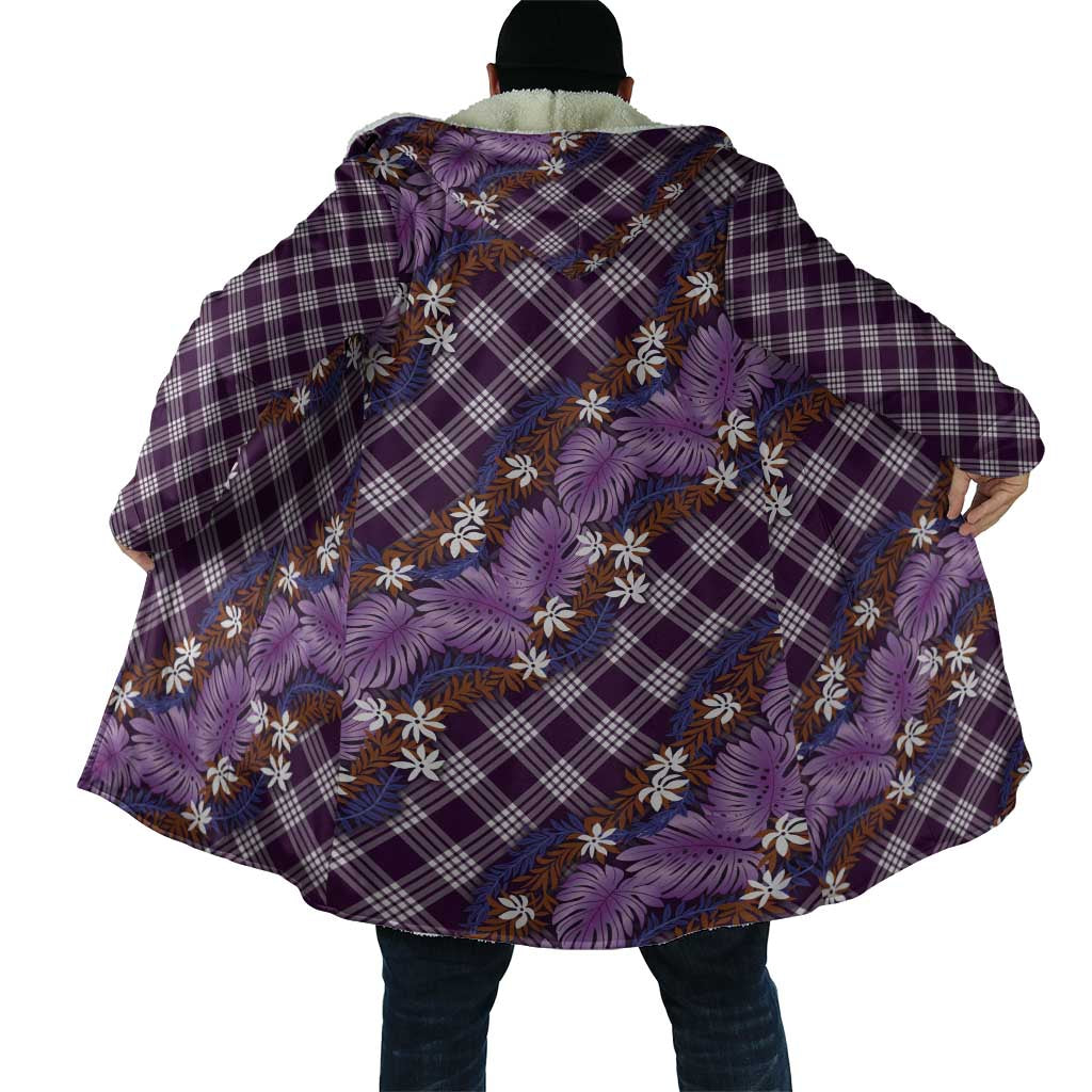 Polynesian Monstera Tiare Floral Cloak Lavender Tropical Plaid LT01 - Polynesian Pride