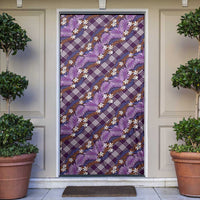 Polynesian Monstera Tiare Floral Door Cover Lavender Tropical Plaid LT01 Purple - Polynesian Pride