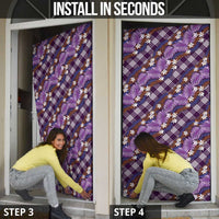 Polynesian Monstera Tiare Floral Door Cover Lavender Tropical Plaid LT01 - Polynesian Pride
